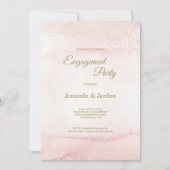 ピンクウォーター色金ゴールド型婚約パーティ 招待状 (正面)