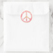 ピンクウォーター色金ゴールド平和サインハート ラウンドシール (バッグ)