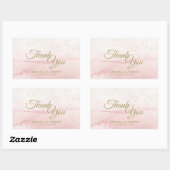 ピンクウォーター色金ゴールド結婚タイプありがとう 長方形シール (シート)