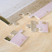 ピンクウォーター色金ゴールド花嫁プロポーザル写真 ジグソーパズル (側面)