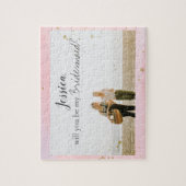 ピンクウォーター色金ゴールド花嫁プロポーザル写真 ジグソーパズル (縦)