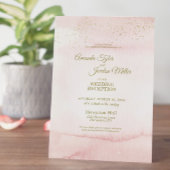 ピンクウォーター金ゴールド式ウェディングレセプション 招待状