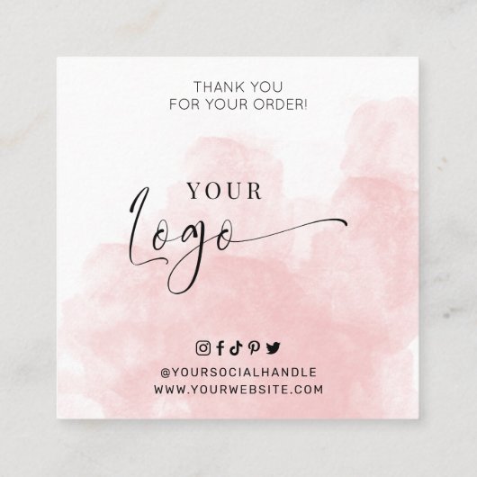 ピンクウォーター飾カラークッキーのキ気にットカード スクエア名刺 (裏面)