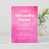 ピンクウォーモダンターカラートレンディーシックバルミツワー 招待状 (スタンド正面)