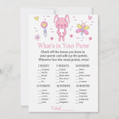 ピンクウサギあなたの財布ゲームの赤ちゃんシャワーに何がある 招待状 (正面)