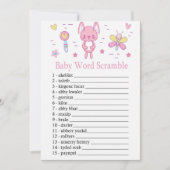 ピンクウサギベビーワードスクランブルゲーム 招待状 (正面)