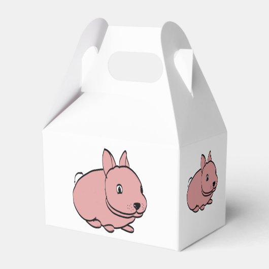 ピンクウサギ付きホワイトパーティーお気に入りデザイン フェイバーボックス (正面サイド)