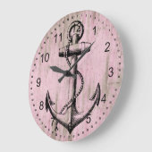 ピンクウッドいかり ラージ壁時計 (傾斜)