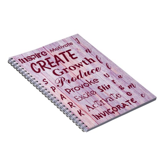 ピンクウッドイメージ勇気付けられる ノートブック (右側)