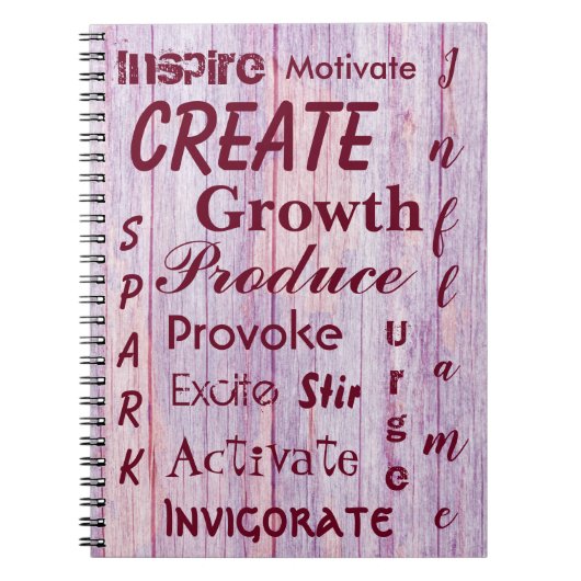 ピンクウッドイメージ勇気付けられる ノートブック (正面)