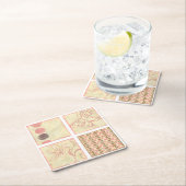 ピンクウッドブロックスケッチズバイチャリティリアザリス スクエアペーパーコースター (インサイチュ)