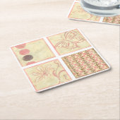 ピンクウッドブロックスケッチズバイチャリティリアザリス スクエアペーパーコースター (アングル)