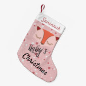 ピンクウッドランドキツネ初めてのクリスマスストッキング スモールクリスマスストッキング (正面 (吊り時))