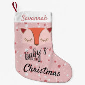 ピンクウッドランドキツネ初めてのクリスマスストッキング スモールクリスマスストッキング (正面)