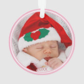 ピンクウッドランドキツネ初めてのクリスマス写真 オーナメント (裏面)