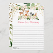 ピンクウッドランドフローラベビーシャワーアドバイスカード アドバイスカード (正面/裏面)