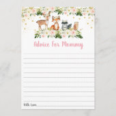 ピンクウッドランドフローラベビーシャワーアドバイスカード アドバイスカード (正面)