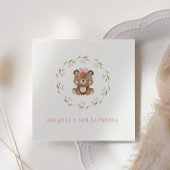 ピンクウッドランドベアフローラユーカリ誕生日 スタンダードカクテルナプキン