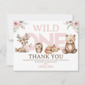 ピンクウッドランドワイルドワン誕生日サンキューカード 招待状 (正面)