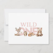 ピンクウッドランドワイルドワン誕生日サンキューカード 招待状 (裏面)