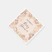 ピンクウッドランド動物パーソナライズされた紙ナプキン スタンダードカクテルナプキン (角)