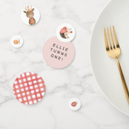 ピンクウッドランド動物誕生日テーブル紙吹雪 コンフェッティ