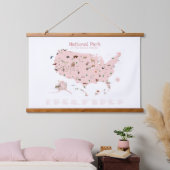 ピンクウッドランド国立公園マップ子供部屋デコール 吊り下げ型タペストリー (寝室)