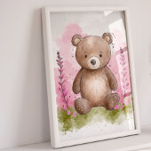 ピンクウッドランド子供部屋アートプリントセット