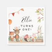 ピンクウッドランド誕生日パーティー スタンダードカクテルナプキン (正面)