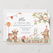 ピンクウッドランド誕生日パーティー 招待状 (正面)