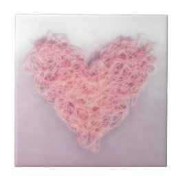 ピンクウールウール編み物ラブハートセラミックタイル タイル