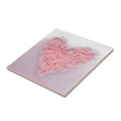 ピンクウールウール編み物ラブハートセラミックタイル タイル (側面)