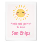 ピンクウールリトルサンシャインテーブルトップ誕生日サイン フォトプリント            (正面)