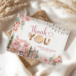 ピンクウ素朴ィードキャンパーサンキューカード エンクロージャーカード