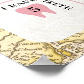 ピンクエアバルーンヴィンテージマップ誕生日マイルストーン ポスター (角)