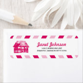 ピンクエアメールビーチハット差出人住所メール ラベル (インサイチュ)