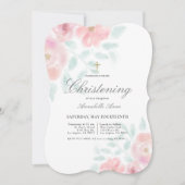ピンクエアリーバラフローラガール《キリスト教》洗礼式や命名式 招待状 (正面)