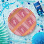 ピンクエクエストランプレイドポニーパターン ペーパープレート (パーティー)