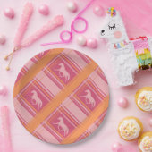 ピンクエクエストランプレイドポニーパターン ペーパープレート (パーティー)