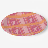 ピンクエクエストランプレイドポニーパターン ペーパープレート (アングル)