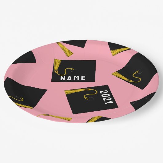 ピンクエクセシションパーティー紙プレート ペーパープレート (アングル)