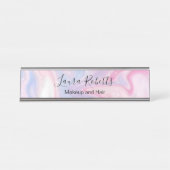 ピンクエステティックマーブルグリッター デスクネームプレート (正面)
