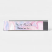 ピンクエステティックマーブルグリッター デスクネームプレート (正面)