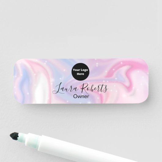 ピンクエステティックマーブルグリッター 名札 (インサイチュ)