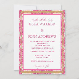 ピンクエステティックモダンタイポグラフィ結婚ズ 招待状