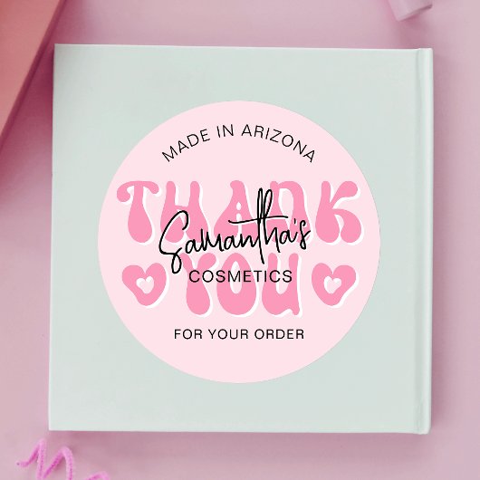 ピンクエステティックレトロGroovyサンキュービジネス ラウンドシール