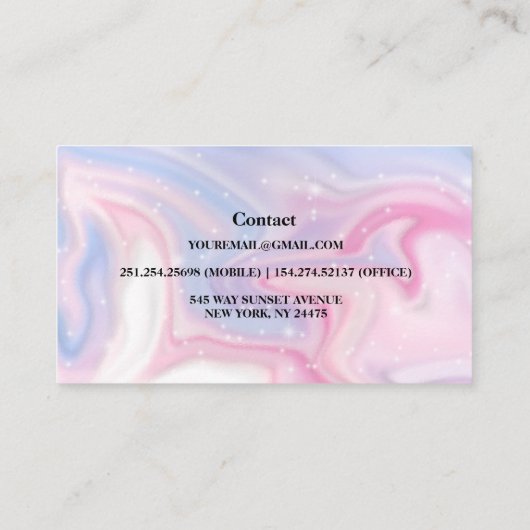 ピンクエステティック大理石グリッター名刺 名刺 (裏面)