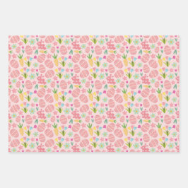 ピンクエステティック春イースターテーマ ラッピングペーパーシート