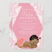 ピンクエスニックヴィンテージベビーシャワー招待状 招待状 (正面/裏面)