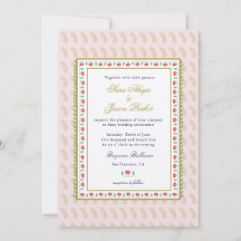 ピンクエスニック縁どファーインディアン結婚ズ 招待状